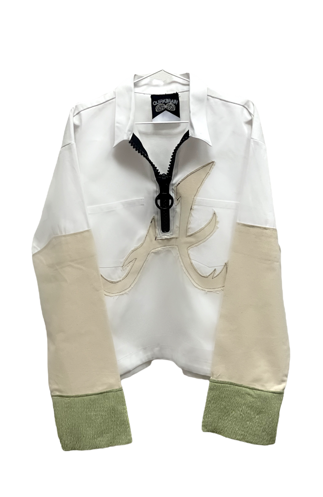 【SATIIIZ】Tonejeu Carpenter Short Sleeve Shirt Marine Layer Selvage Short Sleeve Shirt - Faded Olive